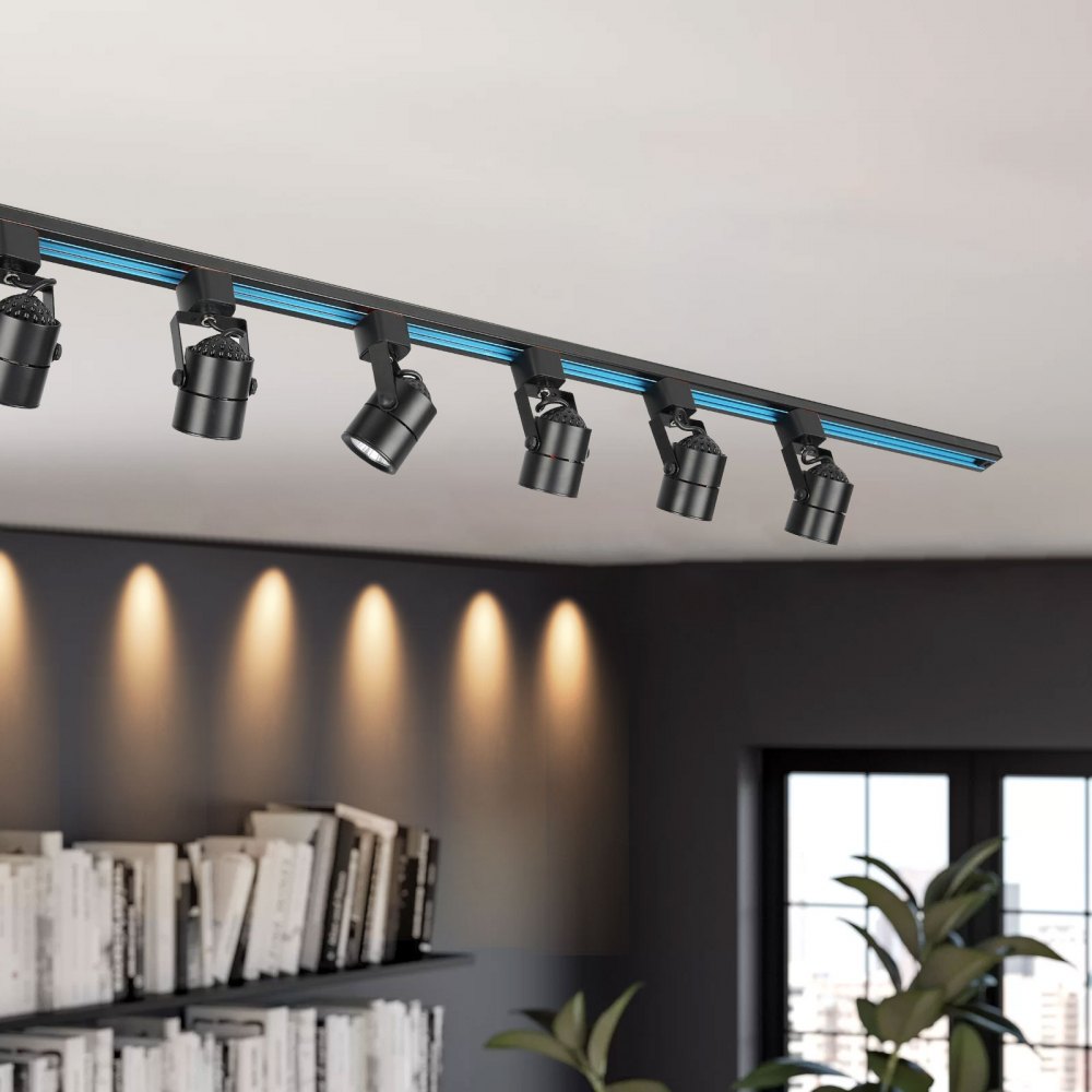 VEVOR LED Track Lighting Heads, 6.5W 3000K 470lm Warm White, Dimmable H Type Track Light Head, CRI85+ True Color Rendering Adjustable Tilt Angle Track Lighting Fixture for Accent Retail, 6 Pack, Black