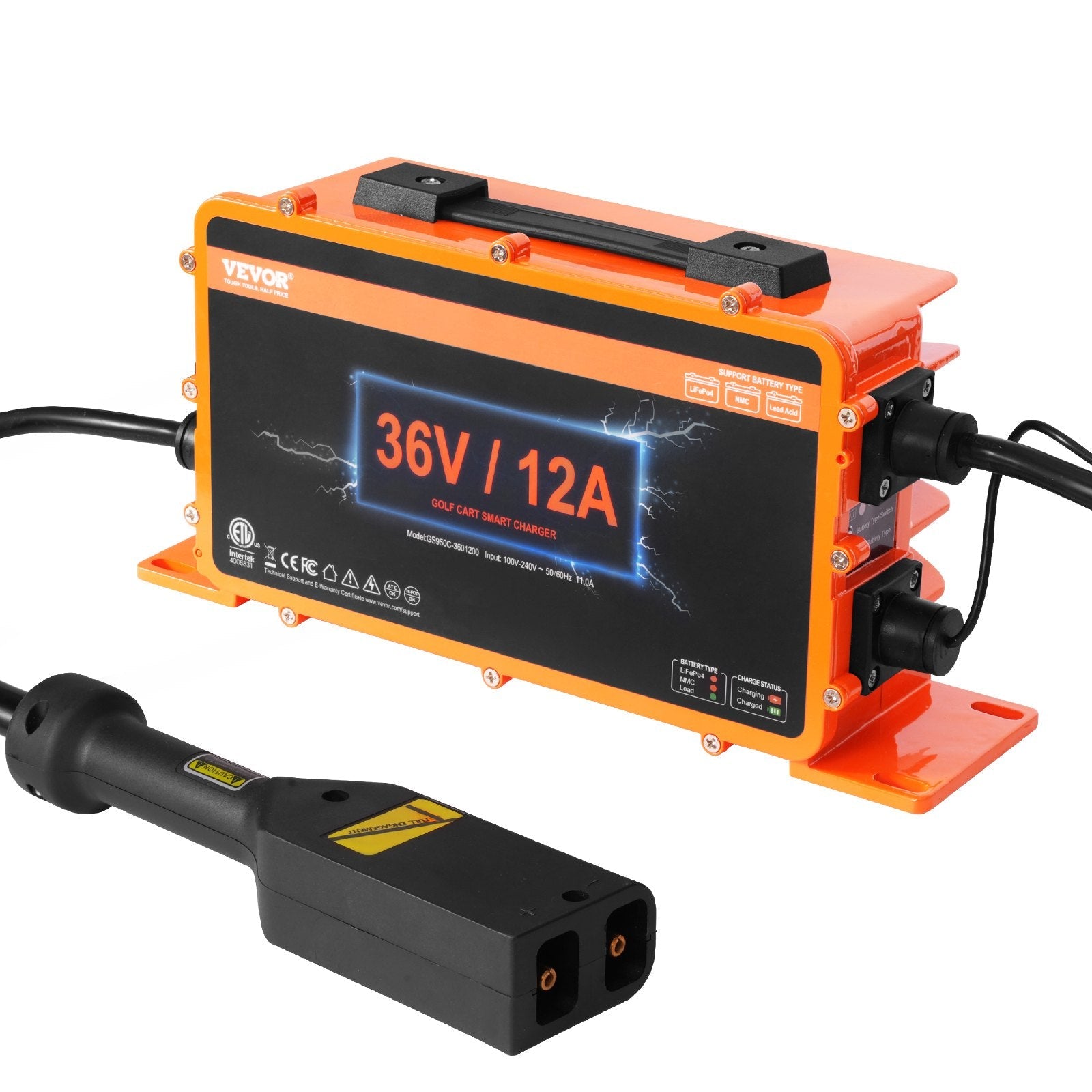 VEVOR 36 Volt 12 AMP Golf Cart Smart Battery Charger for EZGO D-Style IP67 ETL