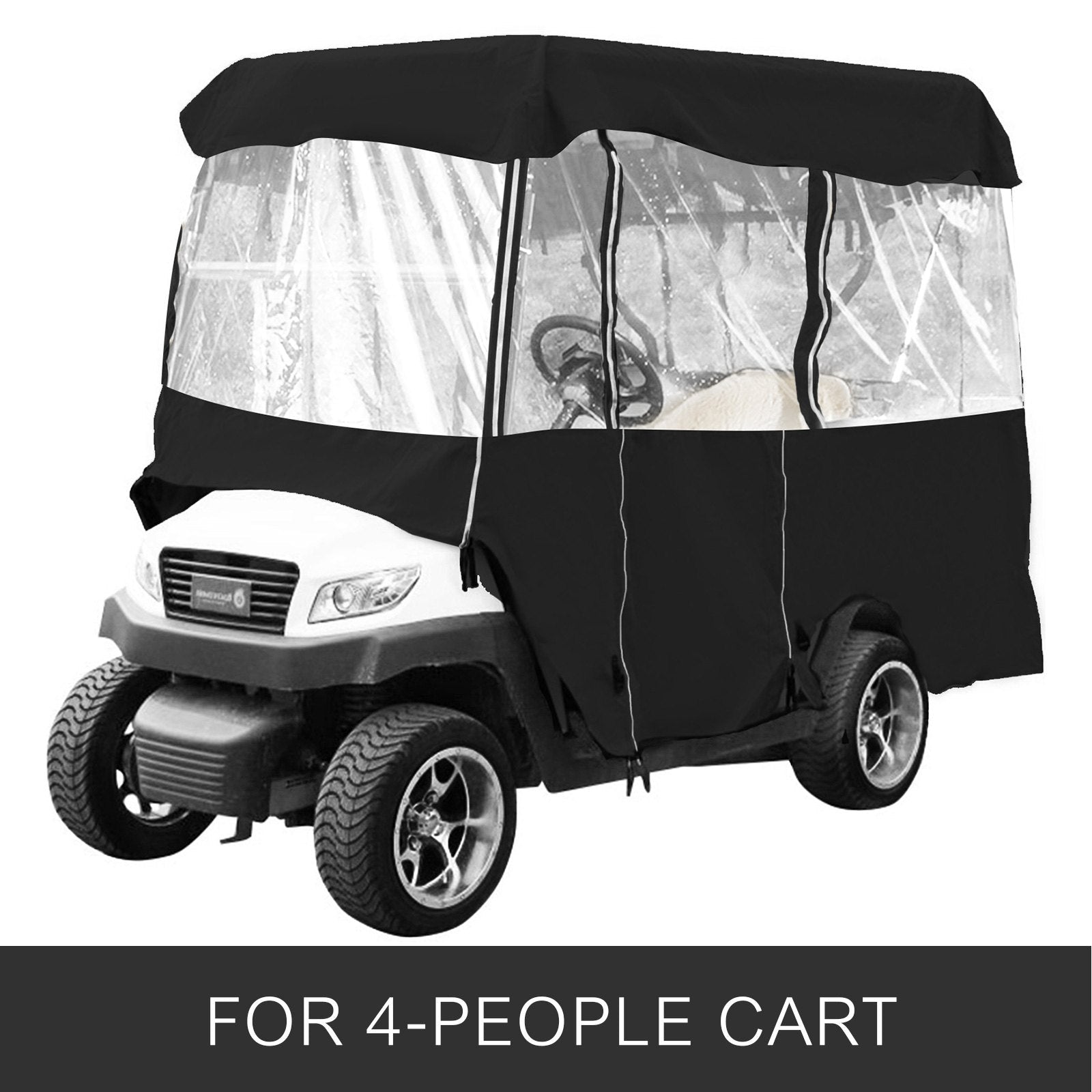 VEVOR Golf Cart Enclosure, 4-Person Golf Cart Cover, 4-Sided Fairway Deluxe, 300D Waterproof Driving Enclosure with Transparent Windows, Fit for EZGO, Club Car, Yamaha Cart