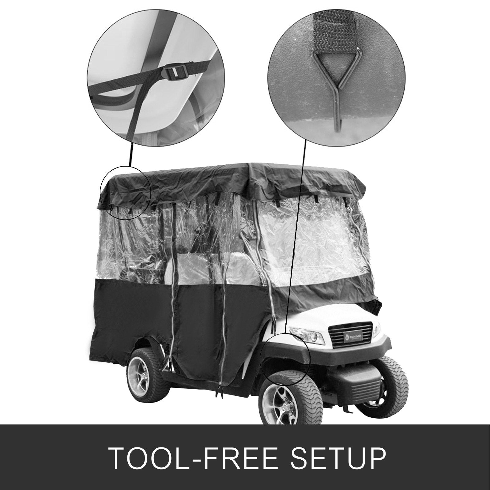 VEVOR Golf Cart Enclosure, 4-Person Golf Cart Cover, 4-Sided Fairway Deluxe, 300D Waterproof Driving Enclosure with Transparent Windows, Fit for EZGO, Club Car, Yamaha Cart