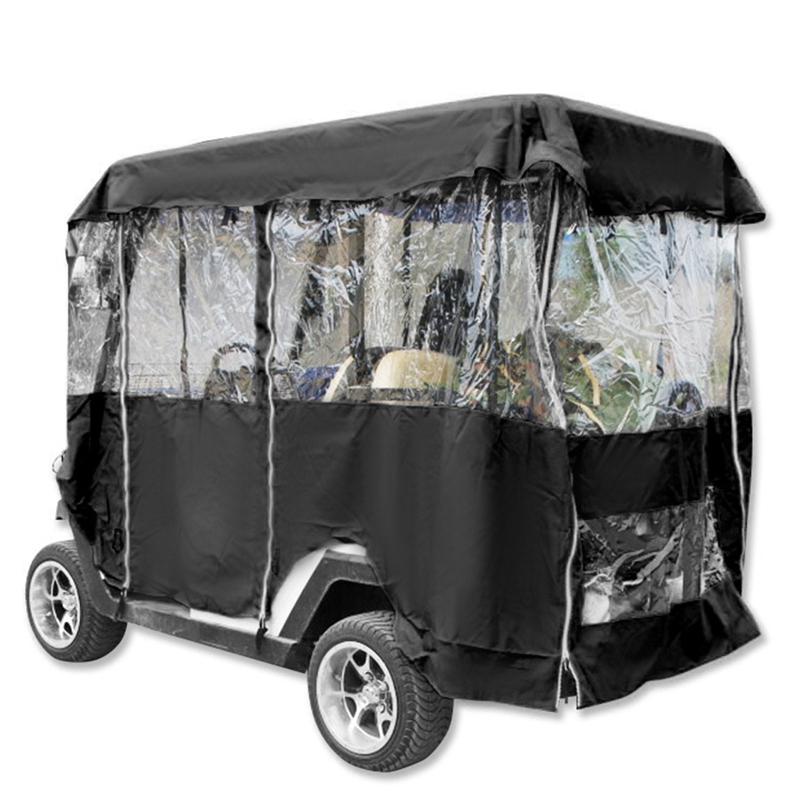 VEVOR Black Golf Cart Covers Portable 4 Sided Transparent Golf Cart Waterproof Cover Golf Cart Seat Covers
