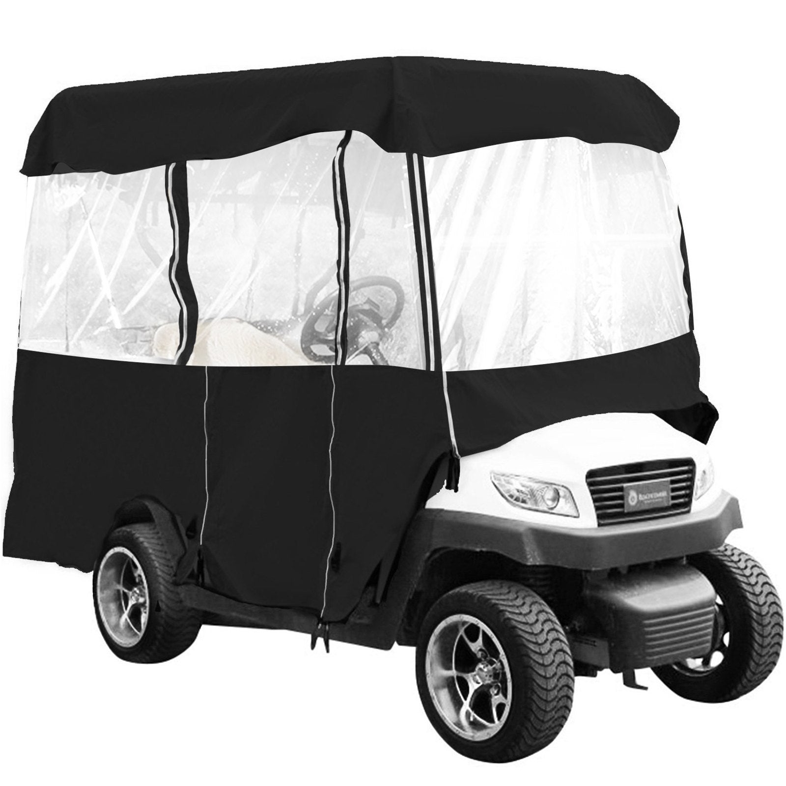 VEVOR Black Golf Cart Covers Portable 4 Sided Transparent Golf Cart Waterproof Cover Golf Cart Seat Covers
