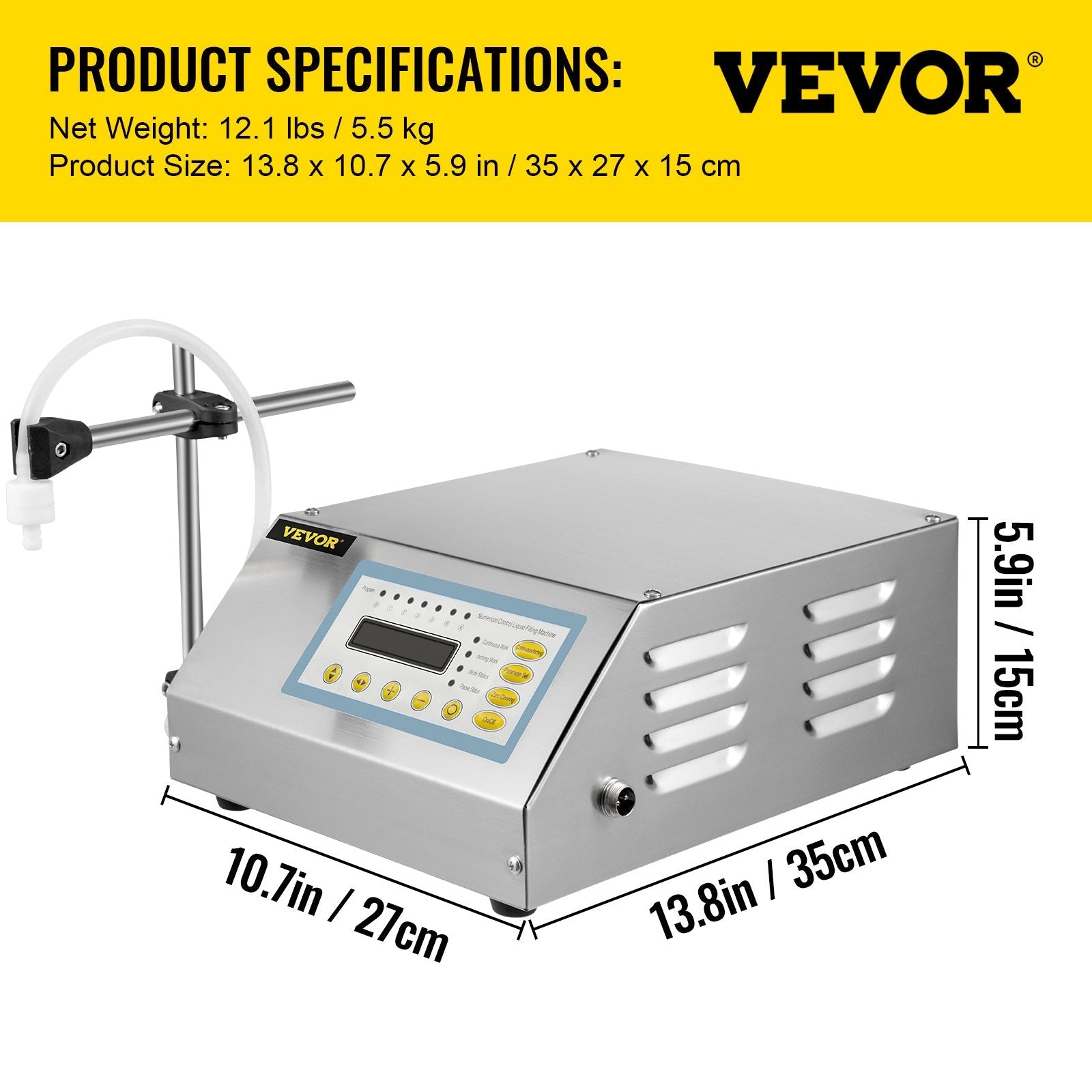 VEVOR Liquid Filling Machine Digital Control Pump Filling Machine GFK160 Bottle Filling Machine 2-3500ml Digital Filling
