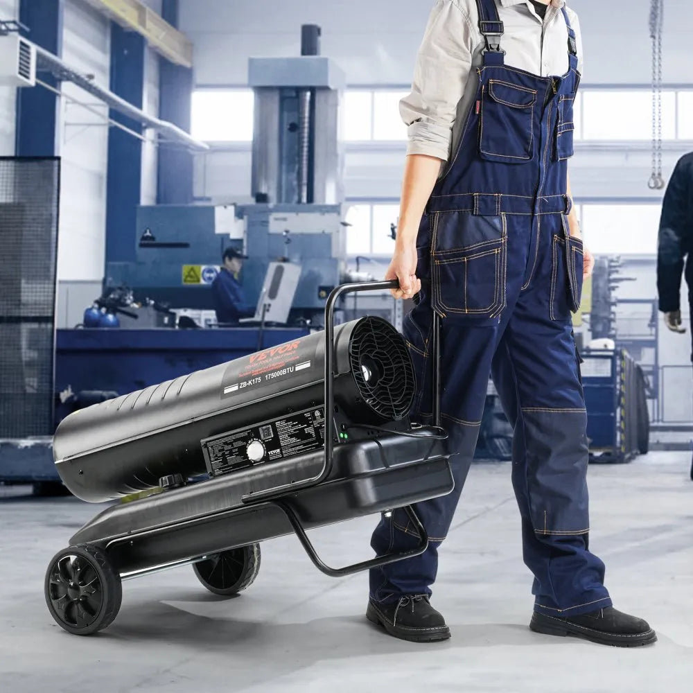 VEVOR Kerosene Forced Air Heater, 175,000 BTU Portable Torpedo Diesel Space Heater with Thermostat, 13.2 Gal Tank, Energy-Efficient for Workshop & Industry