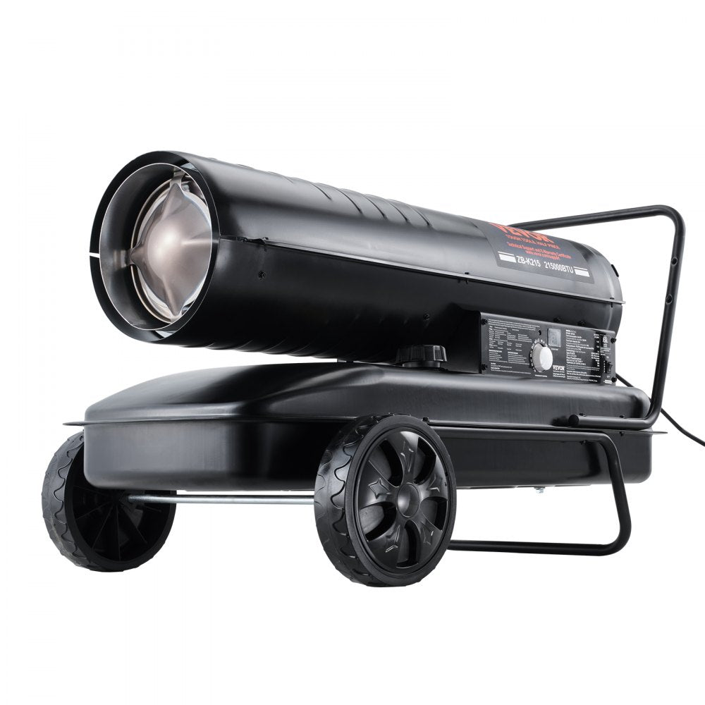 VEVOR Kerosene Forced Air Heater, 215000 BTU Portable Torpedo Diesel Space Heater with Thermostat, 13.2 Gallon Tank Energy-Efficient heavy-duty Heater, for Indoor Outdoor Use Workshop Industry