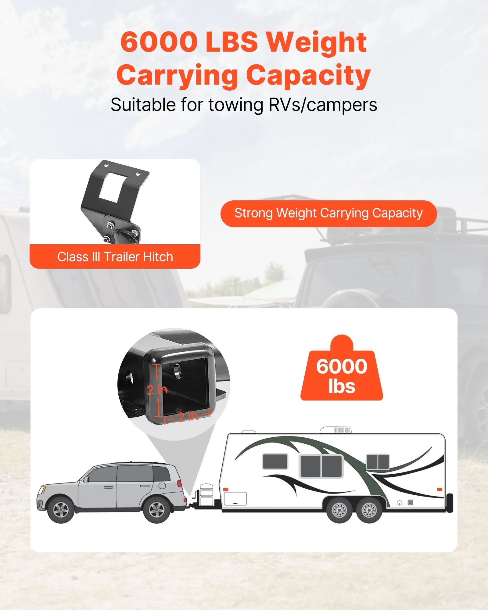 VEVOR Class 3 Trailer Hitch Tow Hitch with 2" Receiver for 2012-2016 Honda CR-V
