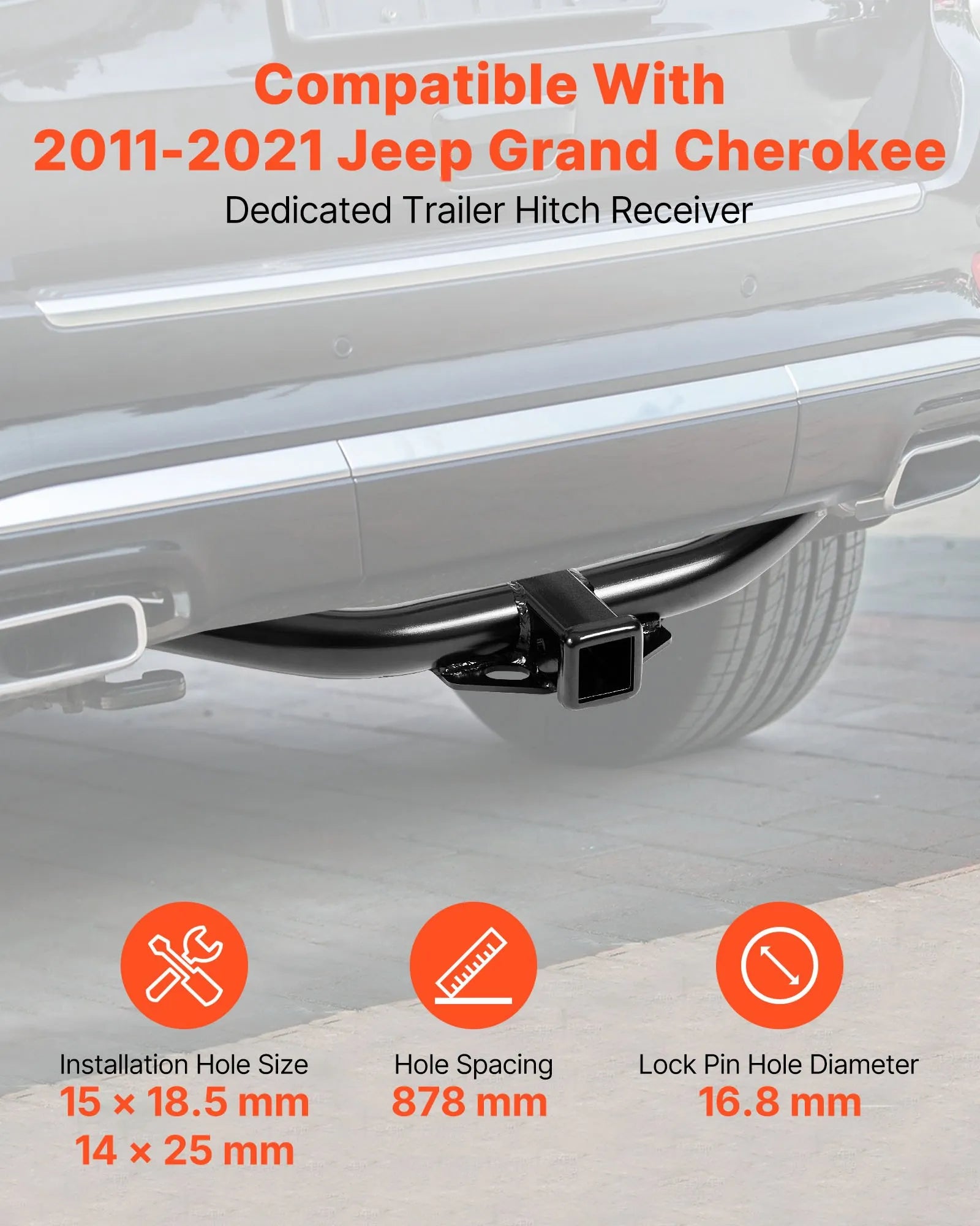 VEVOR Class 3 Trailer Hitch Tow Hitch 2" Receiver for 11-21 Jeep Grand Cherokee