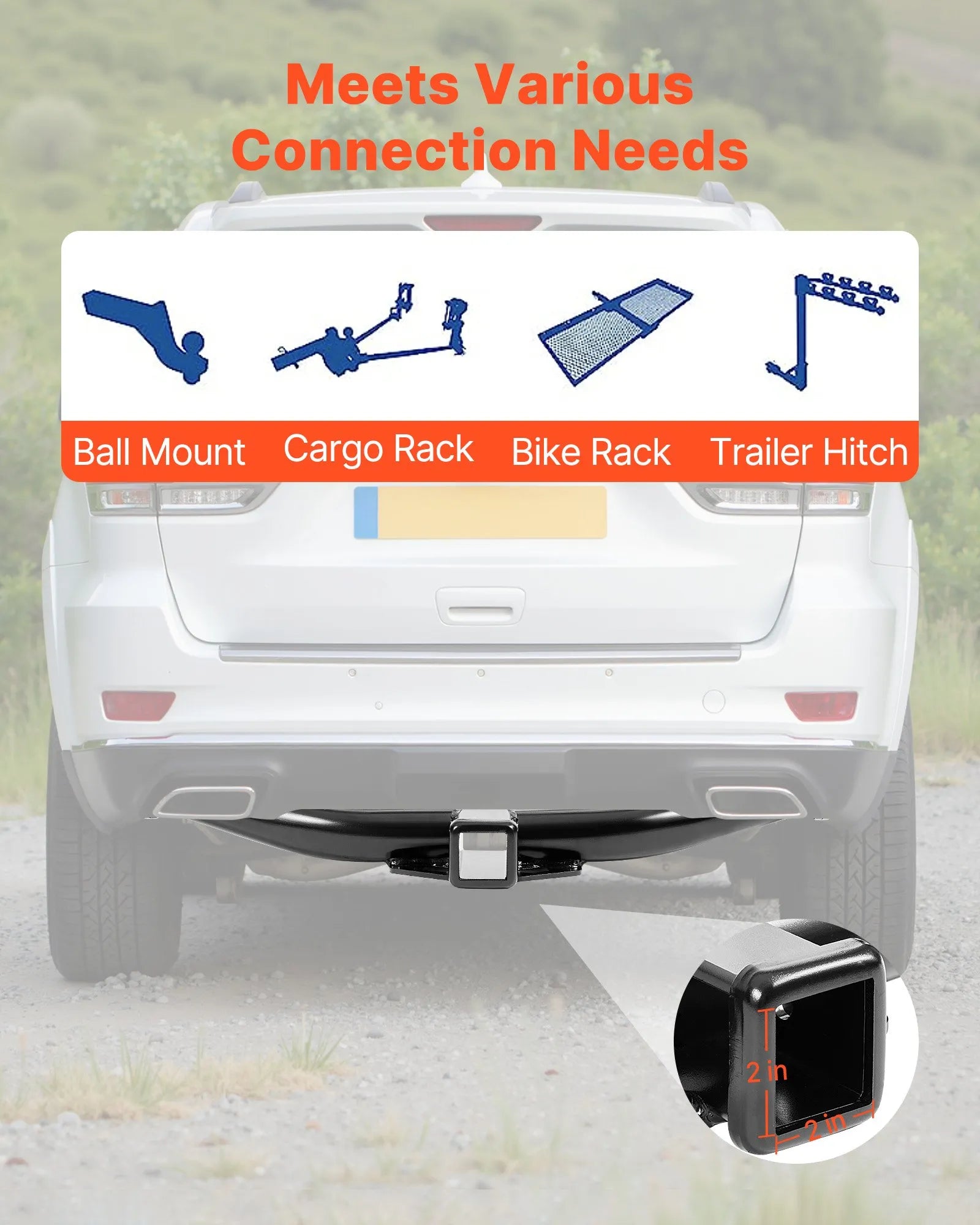 VEVOR Class 3 Trailer Hitch Tow Hitch 2" Receiver for 11-21 Jeep Grand Cherokee