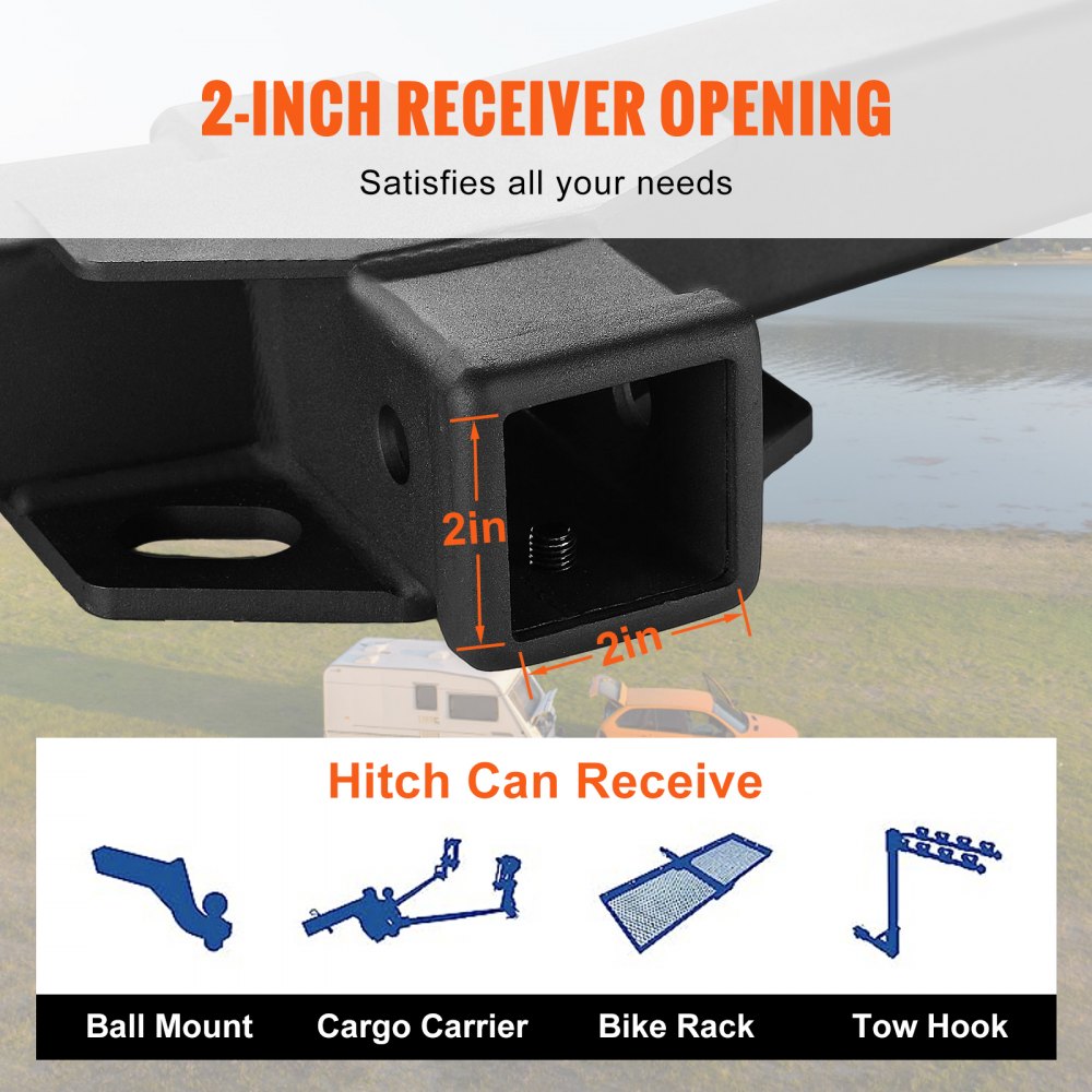 VEVOR Class 3 Trailer Hitch, 2-Inch Receiver, Q455B Steel Tube Frame, Compatible with 2011-2022 Jeep Grand Cherokee, Multi-Fit Hitch to Receive Ball Mount, Cargo Carrier, Bike Rack, Tow Hook, Black
