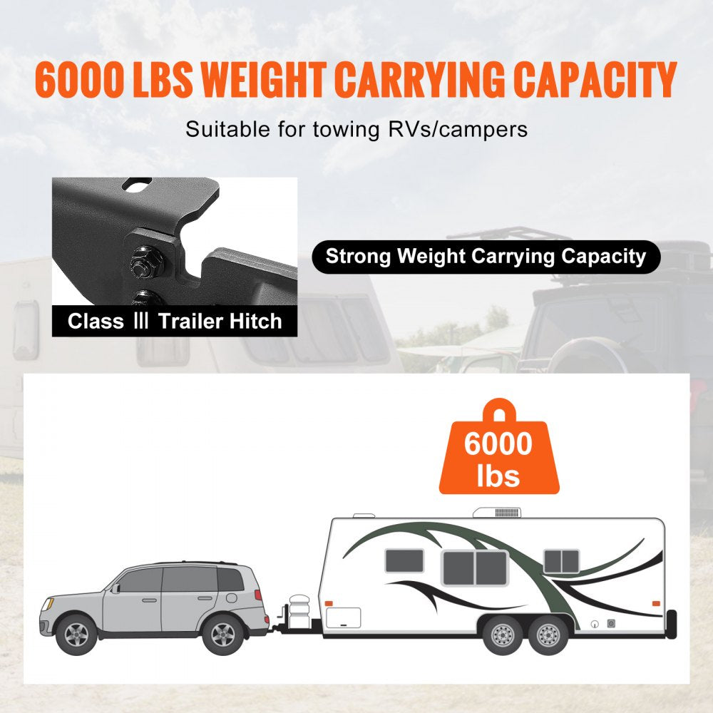 VEVOR Class 3 Trailer Hitch, 2-Inch Receiver, Q455B Steel Tube Frame, Compatible with 2020-2023 Toyota Highlander, Multi-Fit Hitch to Receive Ball Mount, Cargo Carrier, Bike Rack, and Tow Hook, Black