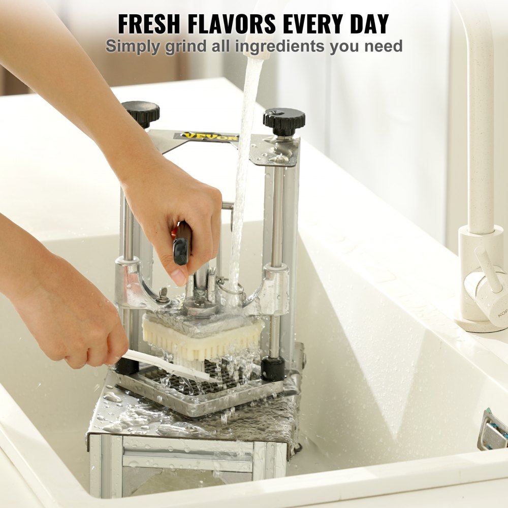 VEVOR Commercial French Fry Cutter with 4 Replacement Blades, 1/4? & 3/8? Blade Easy Dicer Chopper, 6-wedge Slicer & 6-wedge Apple Corer, Lemon Potato Cutter for French Fries with Tray and Handle