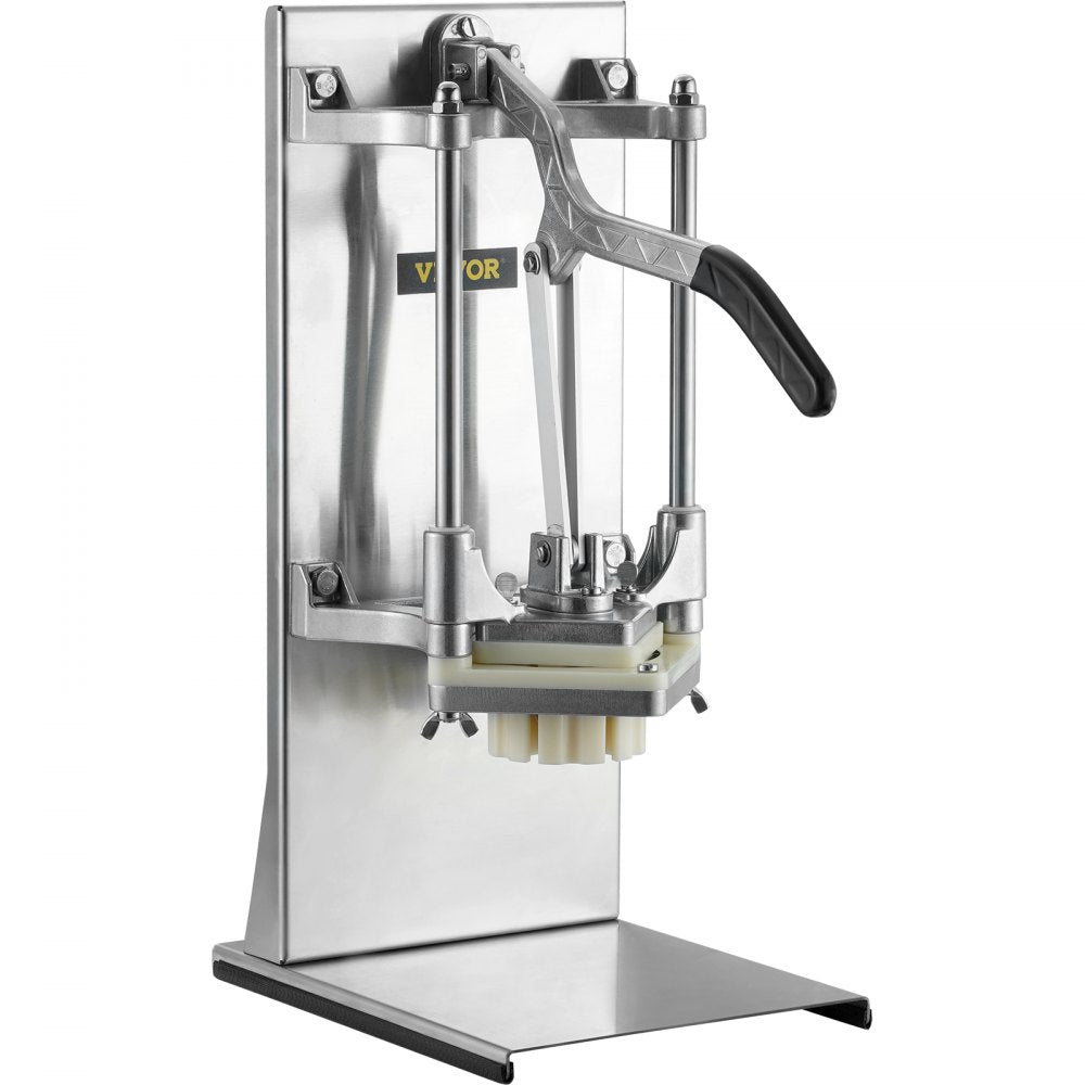 VEVOR Commercial French Fry Cutter with 4 Replacement Blades, 1/4? and 3/8? Blade Easy Dicer Chopper, 6-wedge Slicer and 6-wedge Apple Corer, Lemon Potato Cutter for French Fries with Extended Handle