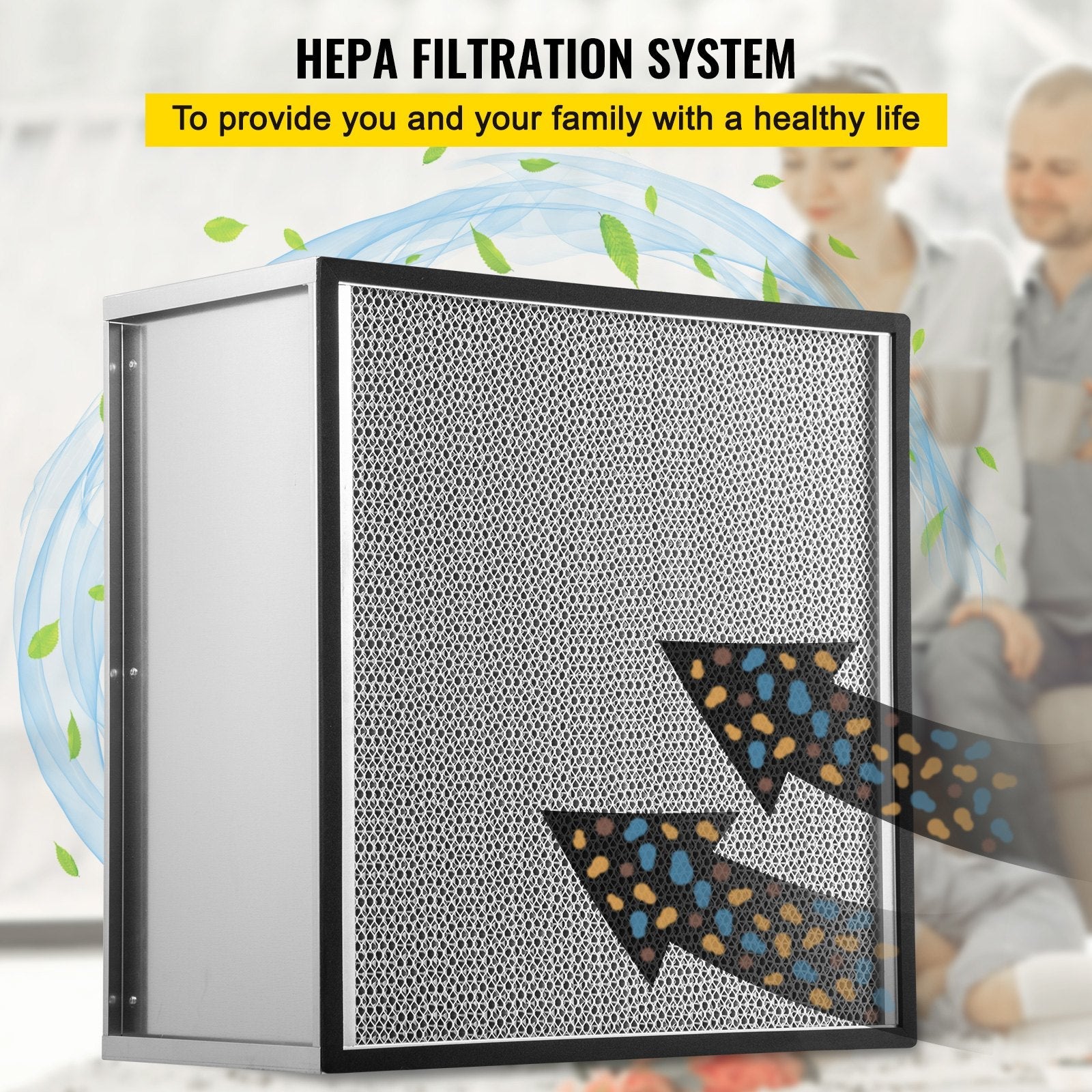 VEVOR Filter Replacement, 24''x24''x11.5'' AC Filter, True HEPA Pleated Air Filter, Air Filter Replacement with Durable Galvanized Frame, 99.97% Standard Filter Compatible for HEPA Filter Novair 2000