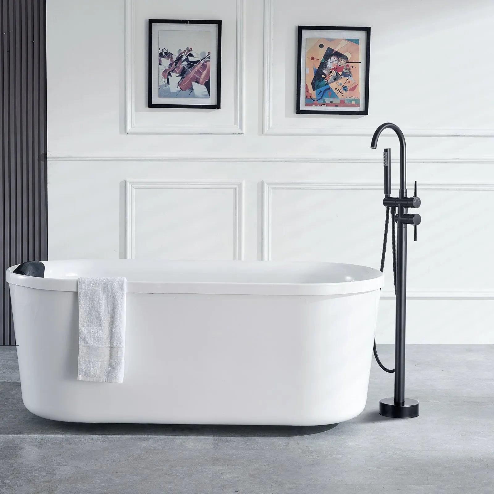 VEVOR Freestanding Bathtub Faucet, Floor Mount, Freestanding Tub Filler, Shower Mixer Taps, Two Water Modes, 360° Swivel Spout, for Bathing & Showering Pet Bathing Cleaning Drains Toilet Flushing