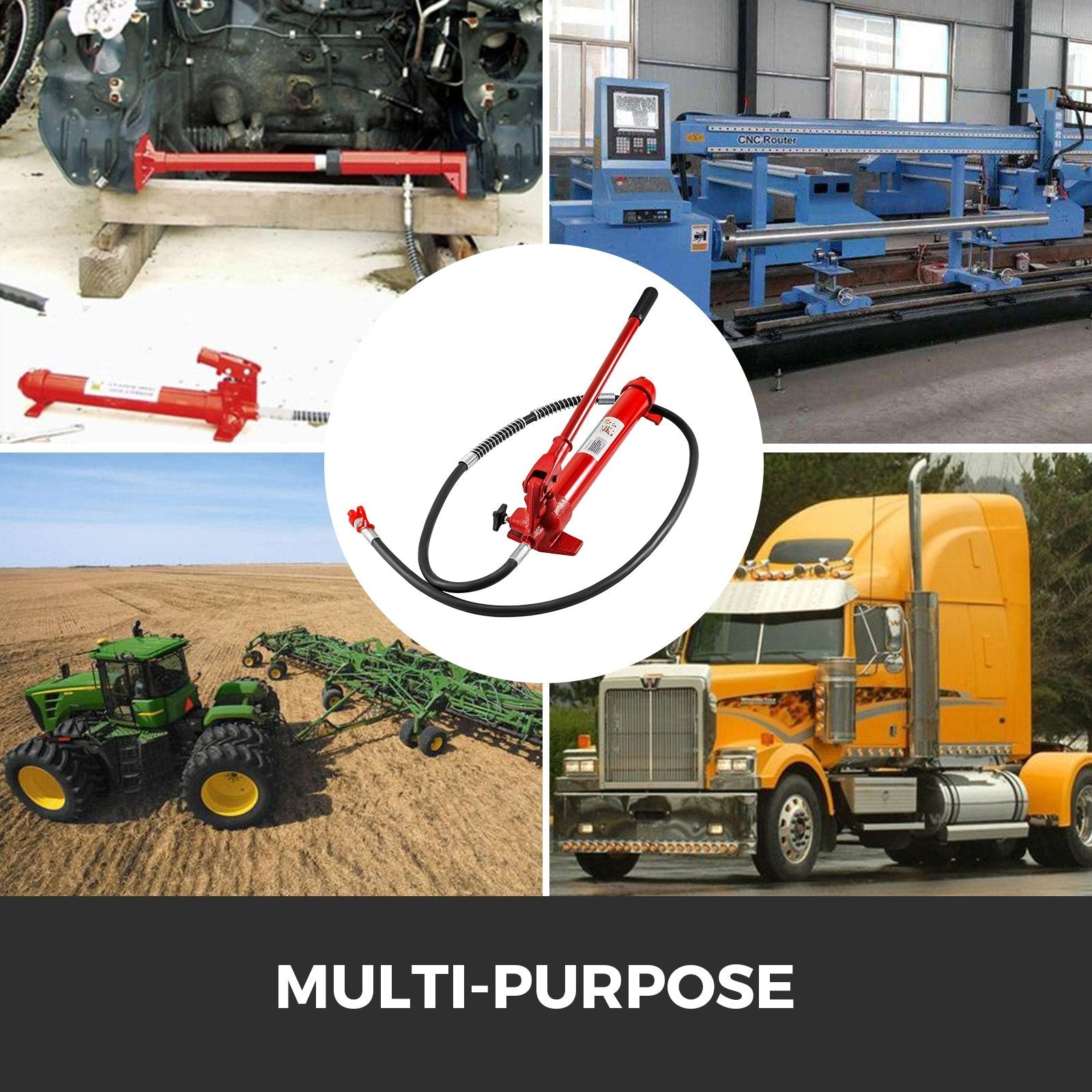 10Ton Porta Power Hydraulic Jack Body Frame Repair Kit 1.4M Lengthen Hose Lift Ram