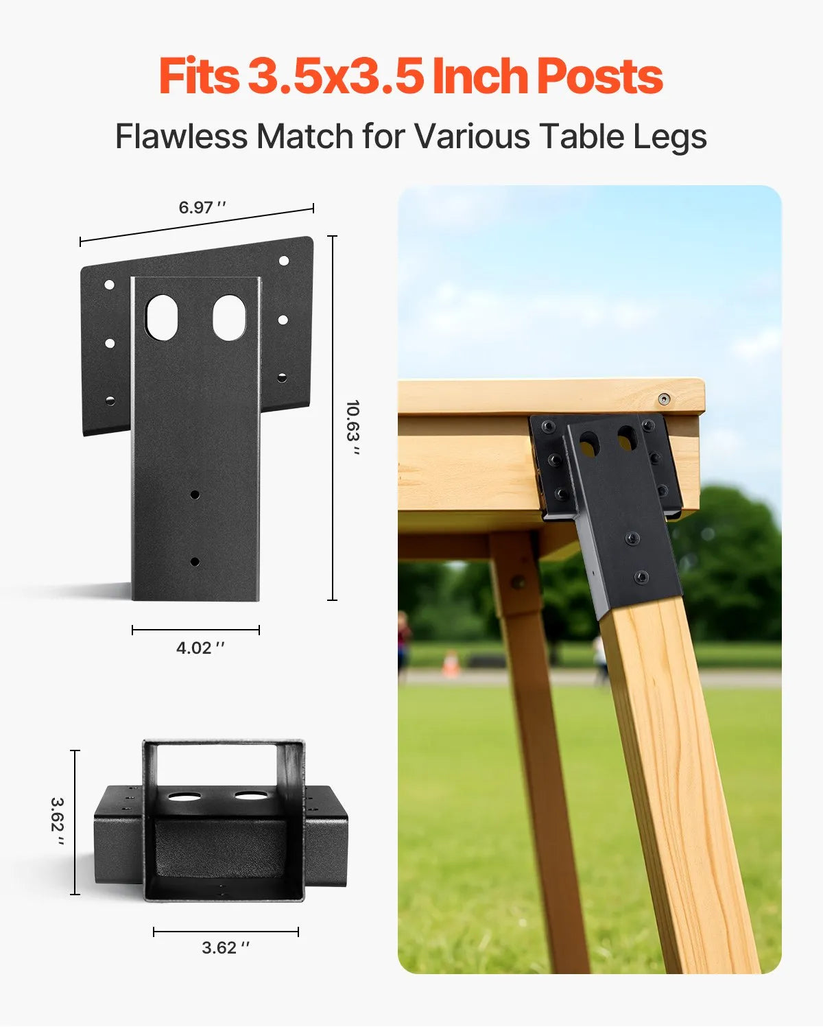 VEVOR Compound Angle Platform Brackets Fit 3.5x3.5 In/88.9x88.9 mm Lumber 8 Pcs