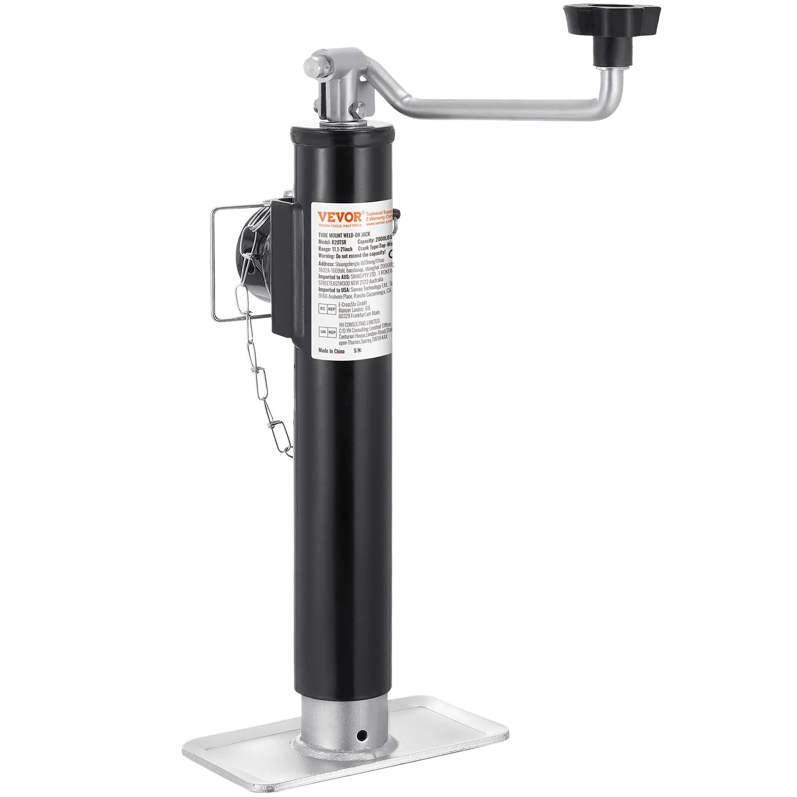 VEVOR Trailer Jack Weld-on Pipe Mount Swivel Trailer Jack 2000 lbs 10" Travel