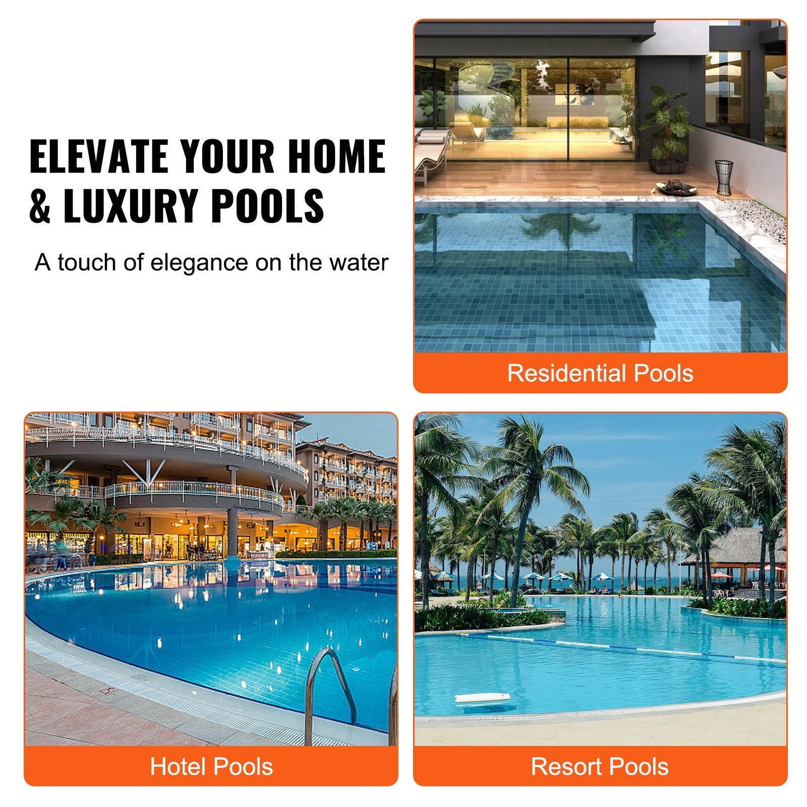 VEVOR in-Pool Lounge Chairs, Set of 2 Chaise Lounger, Inside Pool Lounge Chairs for Water Depths up to 9", Fixed in Pools & Floating on Water, All Pool Types, Poolside & Sun Deck Tanning