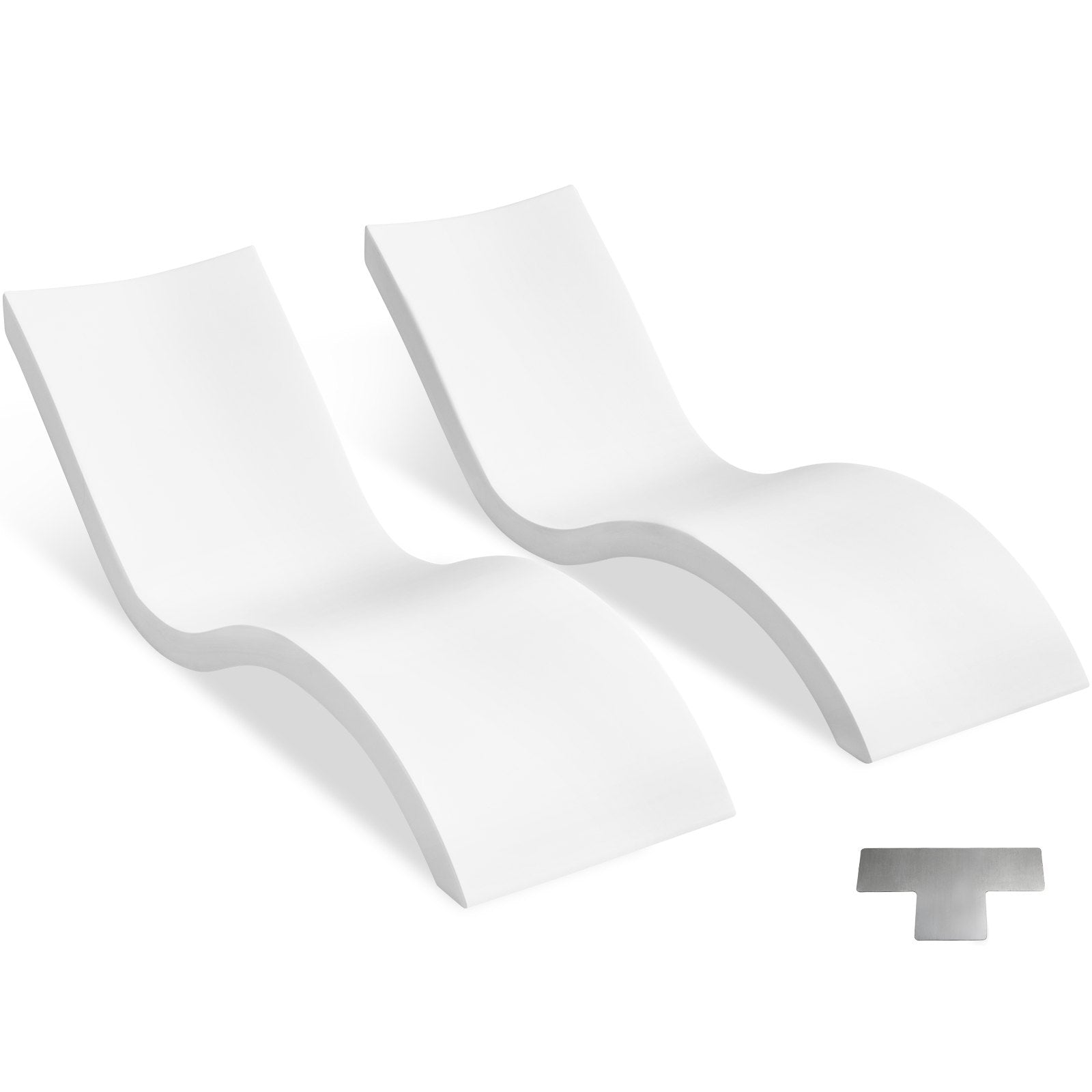 VEVOR in-Pool Lounge Chairs, Set of 2 Chaise Lounger, Inside Pool Lounge Chairs for Water Depths up to 9", Fixed in Pools & Floating on Water, All Pool Types, Poolside & Sun Deck Tanning