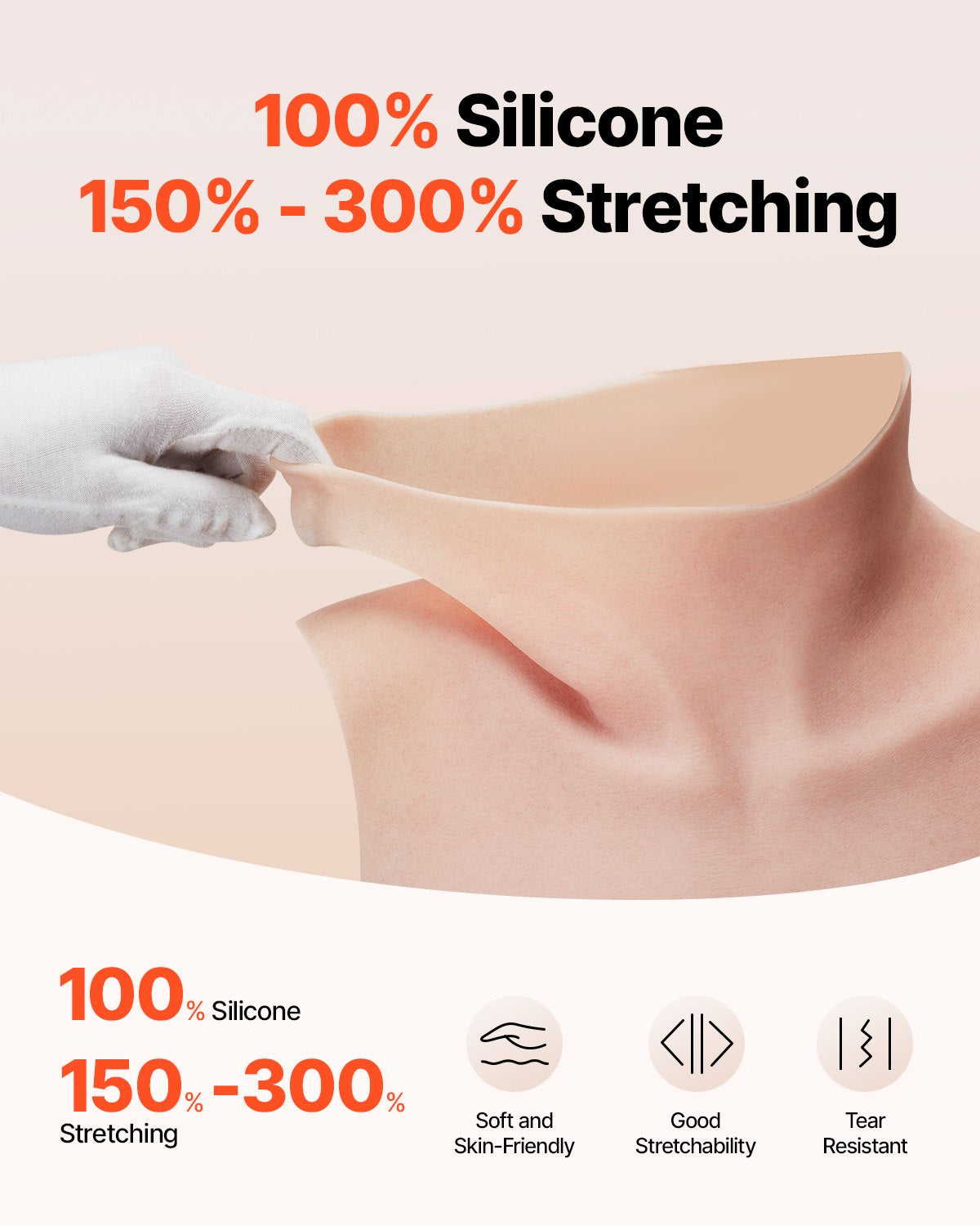 VEVOR Silicone Breastplate C-Cup High Neck Fake Breasts for Cosplay Drag Queen