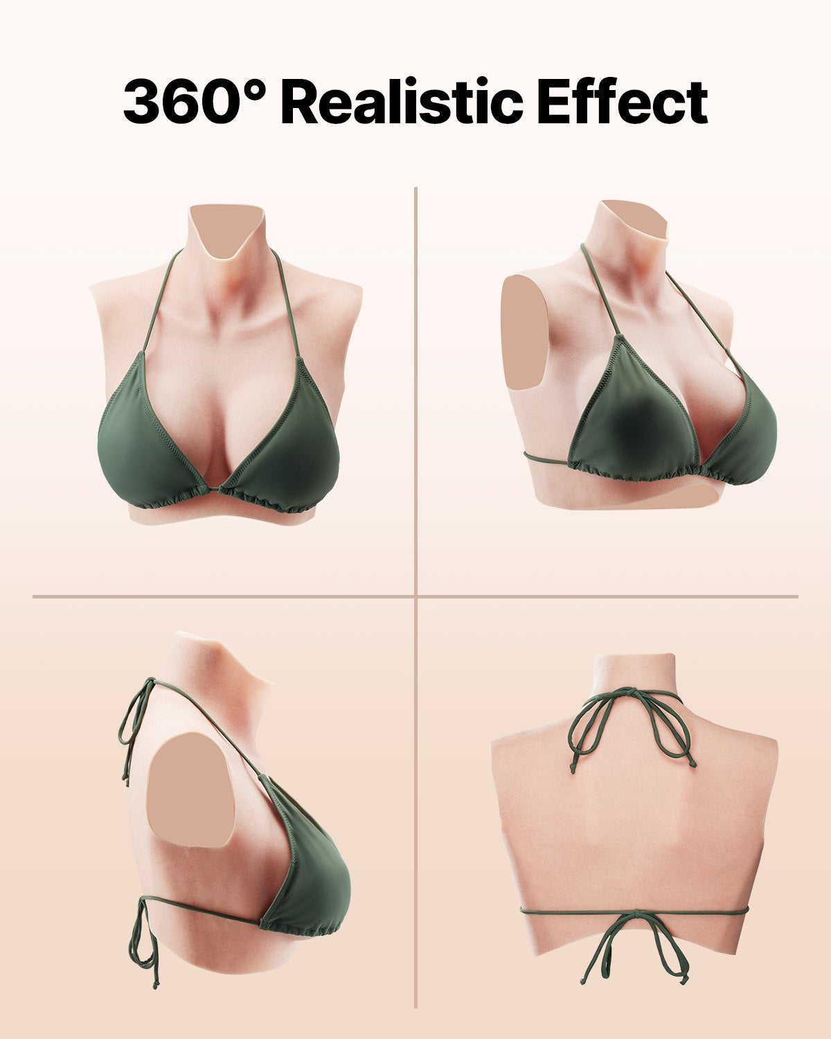 VEVOR Silicone Breastplate C-Cup High Neck Fake Breasts for Cosplay Drag Queen