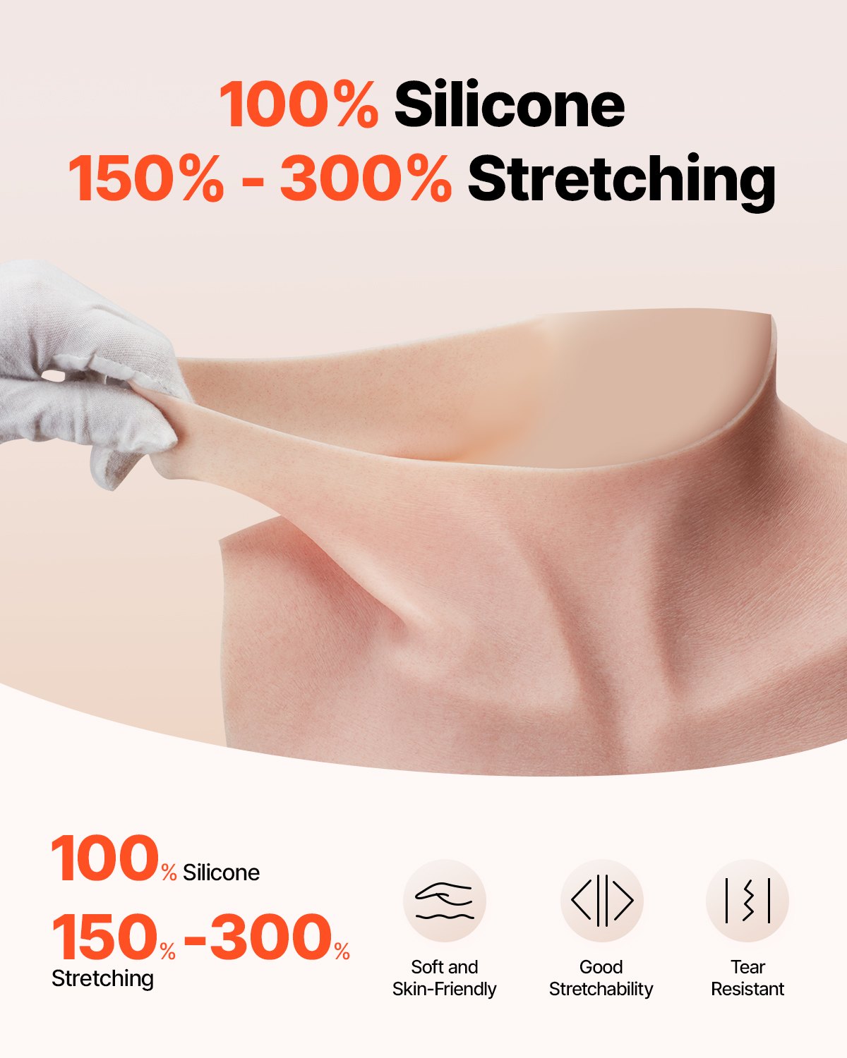 VEVOR Silicone Breastplate K Sized High Neck Fake Breasts for Cosplay Drag Queen