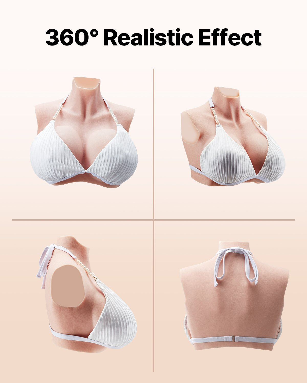 VEVOR Silicone Breastplate K Sized High Neck Fake Breasts for Cosplay Drag Queen