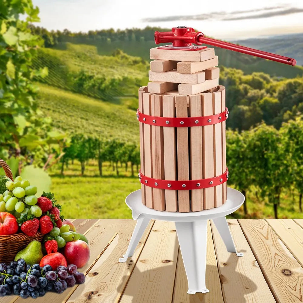 VEVOR Fruit Wine Press Manual Press for Wine Making 1.6 Gal/6L Wood Basket