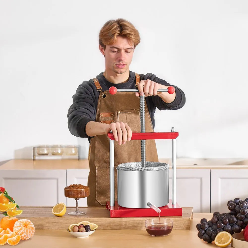 VEVOR Fruit Wine Press Manual Press for Wine Making 1.6 Gal/6L Stainless Steel