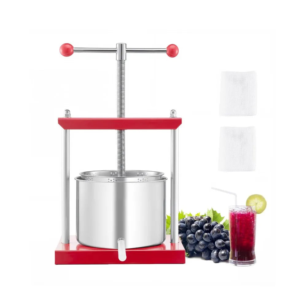 VEVOR Fruit Wine Press Manual Press for Wine Making 1.6 Gal/6L Stainless Steel