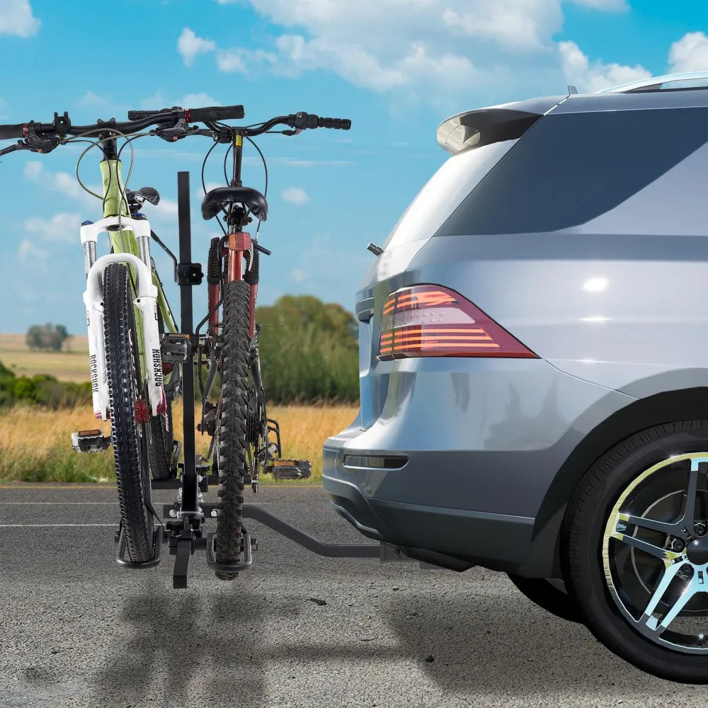 VEVOR Hitch Mount Bike Rack, 2-Bike Platform Style, 80 LBS Max Capacity Bike Rack Hitch for 1.25-/2-inch Receiver, Titling and Folding Bike Carrier with Tires up to 2.4" Wide, for Car, SUV, Truck, RV