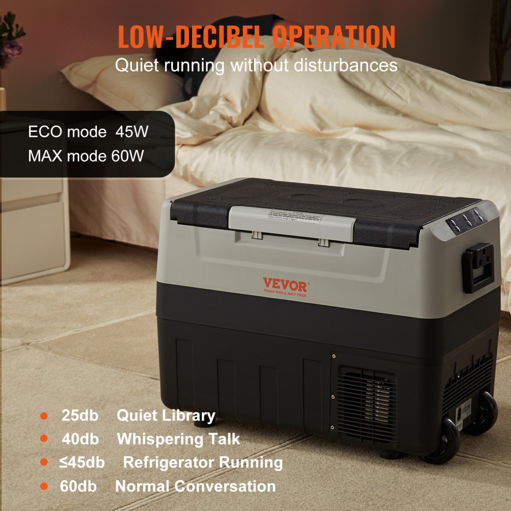 VEVOR Car Refrigerator, 12 Volt Car Refrigerator Fridge, 48 QT/45 L Dual Zone Portable Freezer, -4?-50? Adjustable Range, 12/24V DC and 100-240V AC Compressor Cooler for Outdoor, Camping, Travel, RV