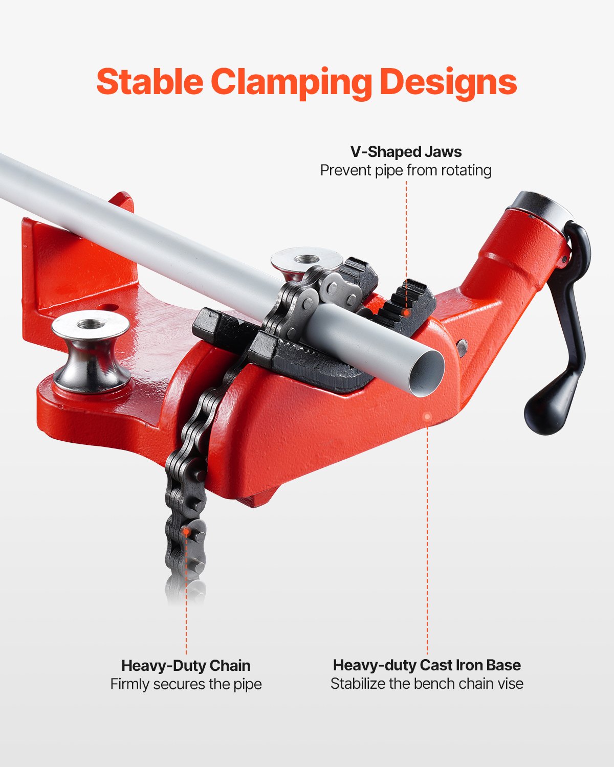 VEVOR Screw Bench Chain Vise 1/2 to 8 inch Capacity Heavy Duty Chain Pipe Vise