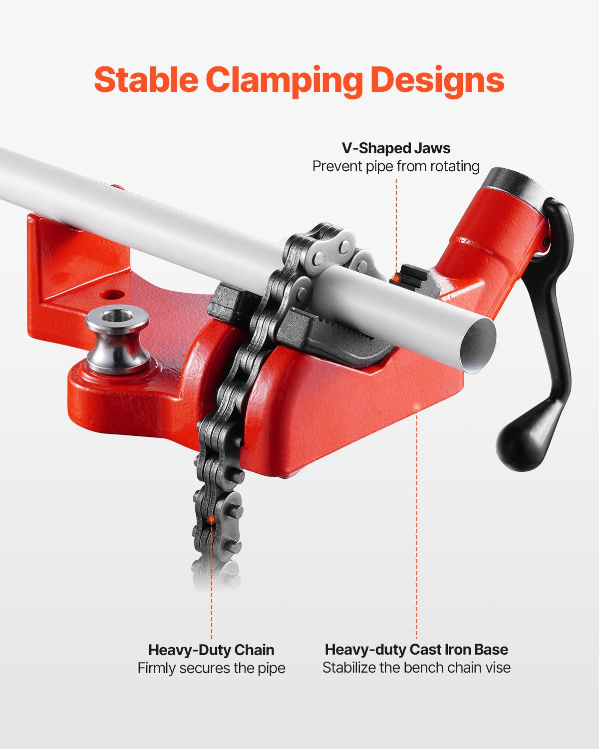 VEVOR Screw Bench Chain Vise 1/4 to 6 inch Capacity Heavy Duty Chain Pipe Vise