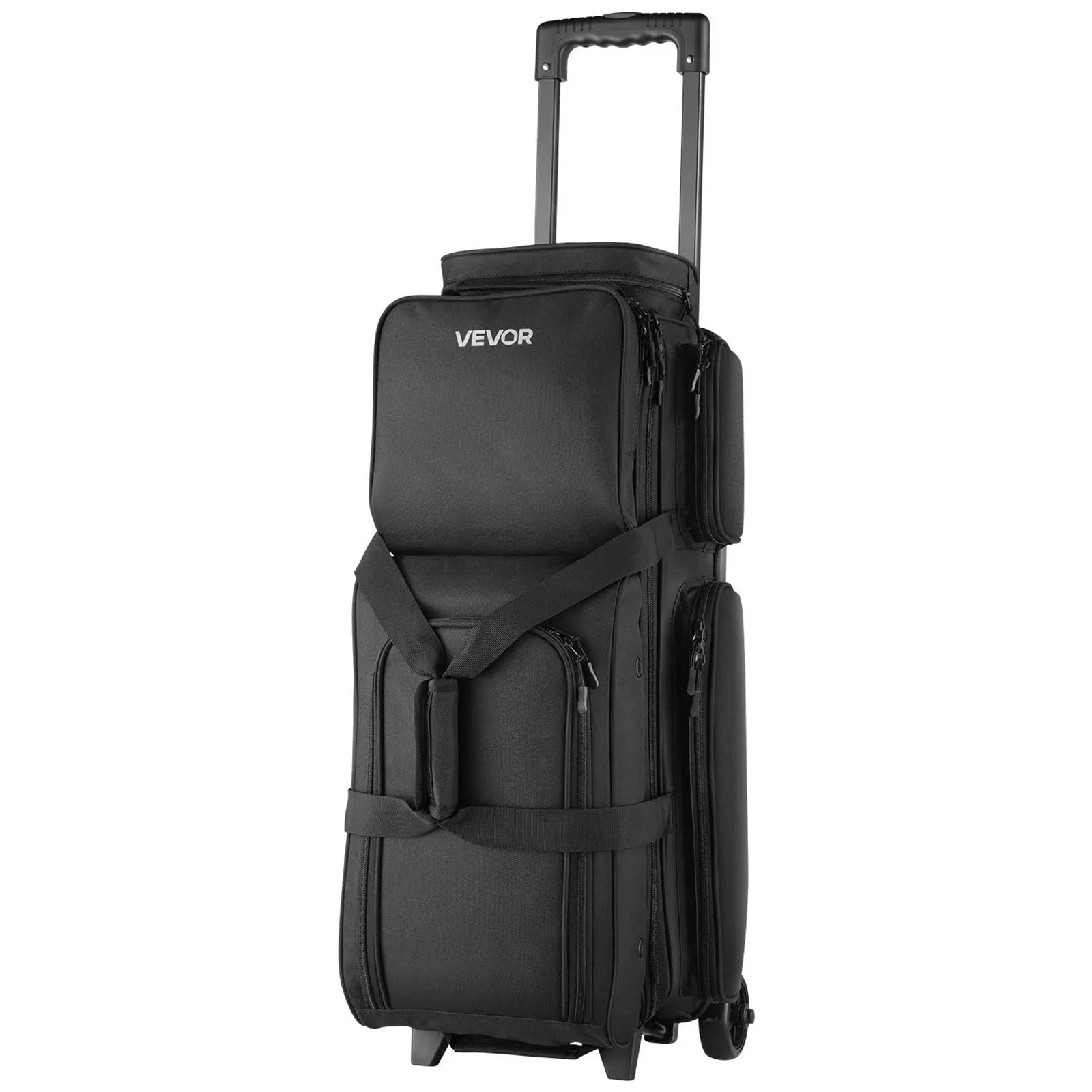 3-Ball Double Roller Bowling Bag with Wheels, Separate Shoe Compartment & Accessory Pocket