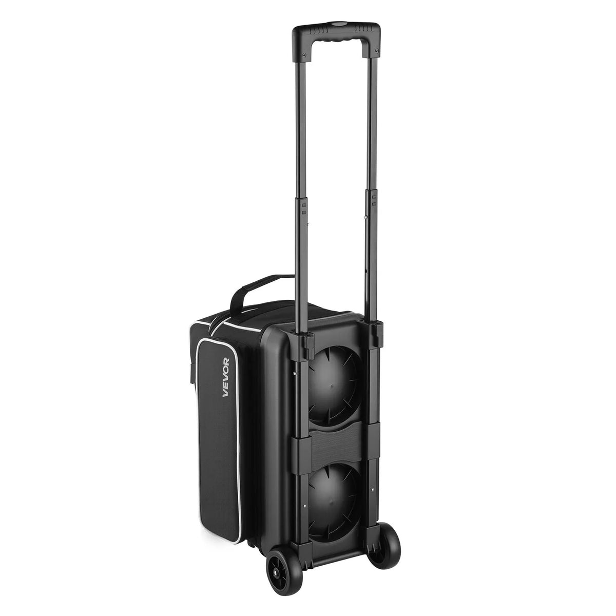 2-Ball Rolling Bowling Bag with Wheels, Shoe Compartment & Retractable Handle