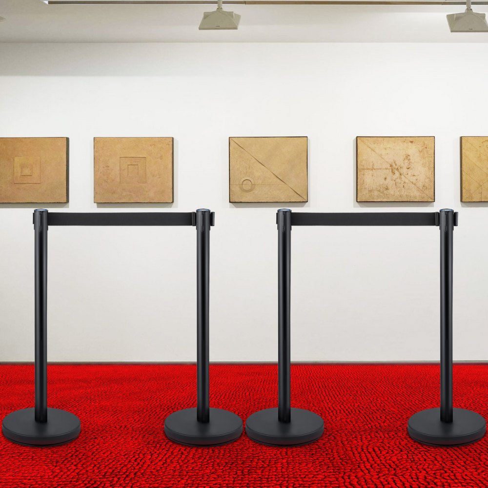 VEVOR Crowd Control Stanchion Stanchion Set 4 Pieces with 6.6 ft/2 m Black Belt