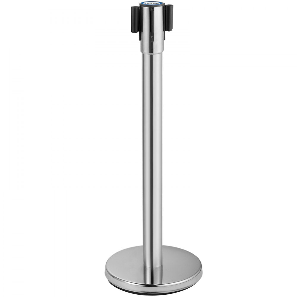 VEVOR Crowd Control Stanchion Stanchion Set 2 Pieces with 6.6 ft/2 m Black Belt