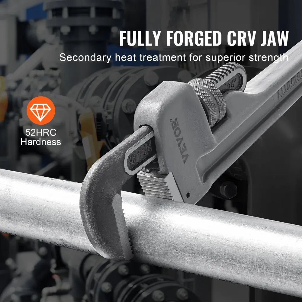 VEVOR Pipe Wrench, 24" Aluminum Straight Pipe Wrench, Adjustable Plumbing Wrench, with High Strength Jaw and Ergonomic Handle, Easy to Carry, Hangable Design, for Water Pipes, Automotive Repairs