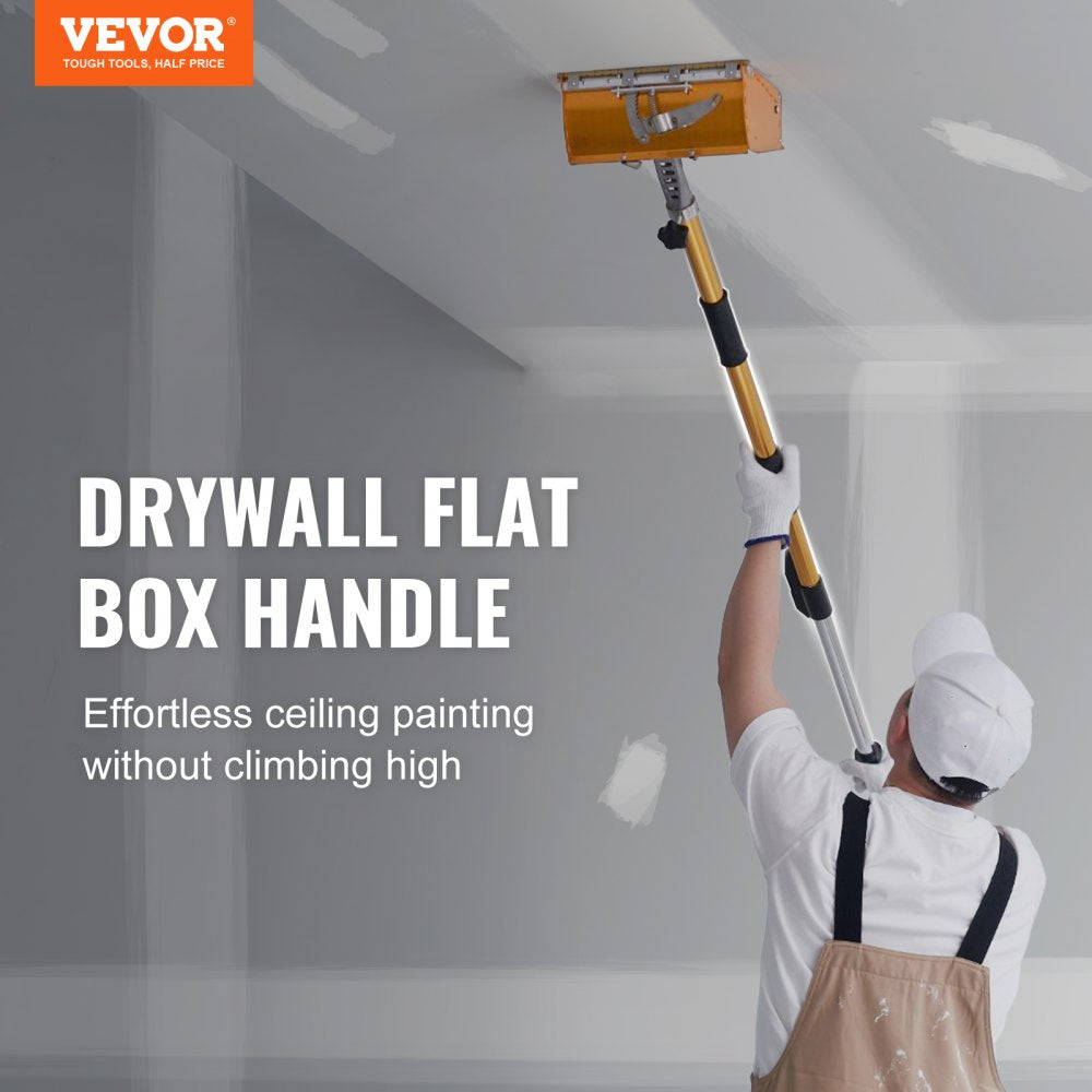 VEVOR Drywall Flat Box Handle, 40''-64'', Anodized Aluminum Flat Finishing Extension Handle, 5-Section Length Adjustable, Non-slip Grip and 360° Painting for Plasterboard, Wallboard, Sheetrock