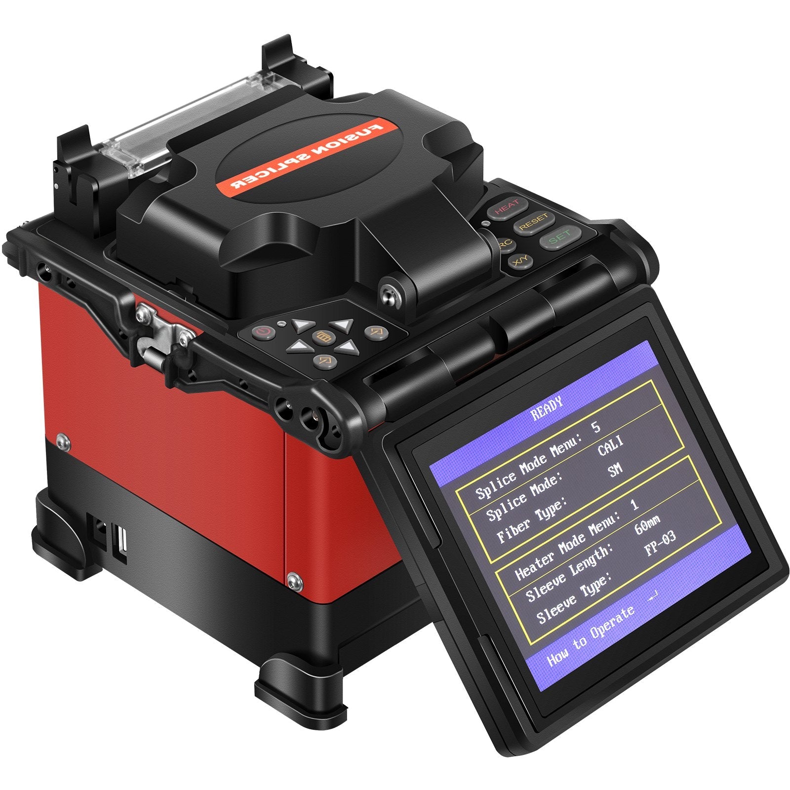 VEVOR Fiber Fusion Splicer Automatic Focus A-80S FTTH Fiber Optic Fusion Splicer Kit 5 Inch Digital LCD Screen Fusion Splicer Machine Optical Fiber Cleaver Kit