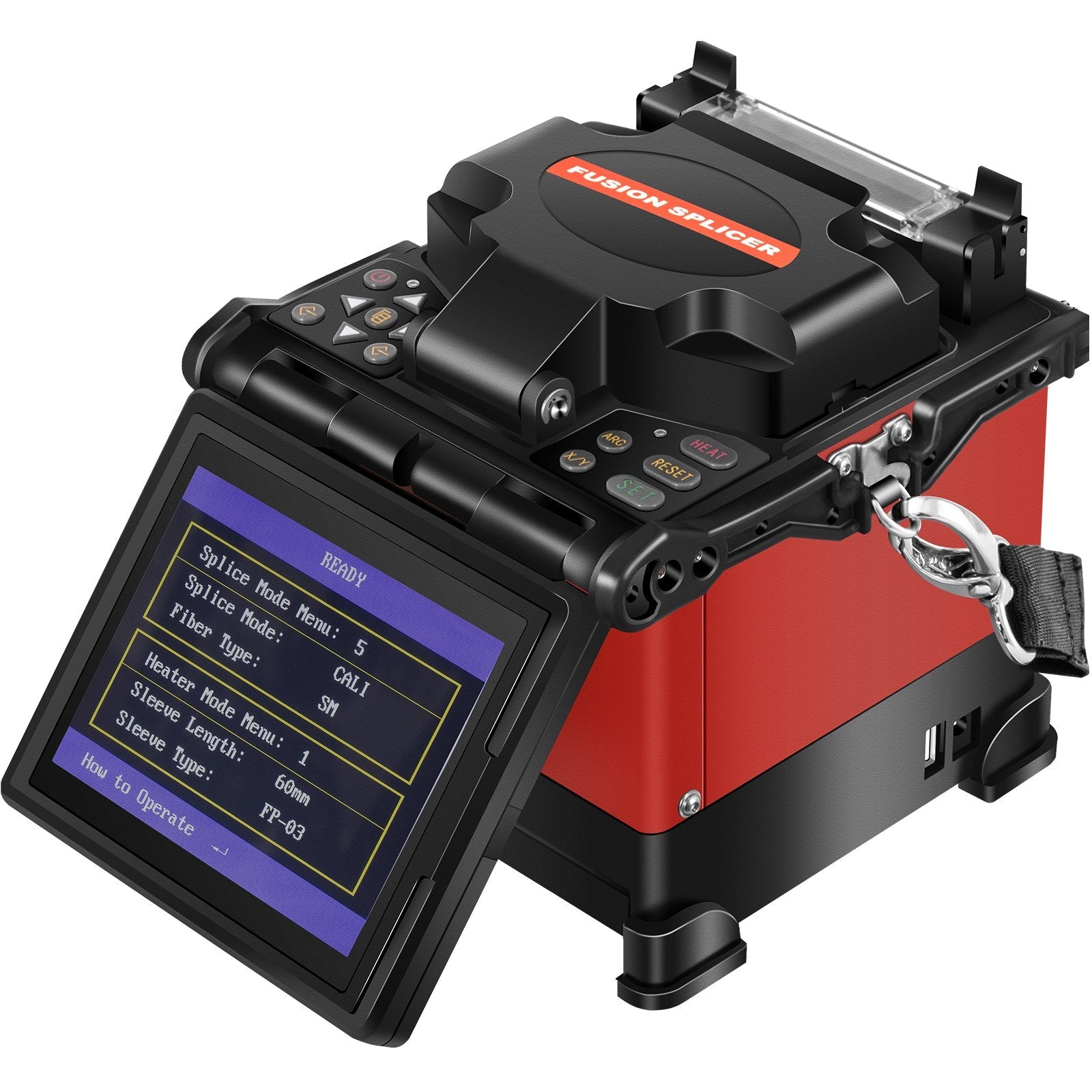VEVOR Fiber Fusion Splicer Automatic Focus A-80S FTTH Fiber Optic Fusion Splicer Kit 5 Inch Digital LCD Screen Fusion Splicer Machine Optical Fiber Cleaver Kit