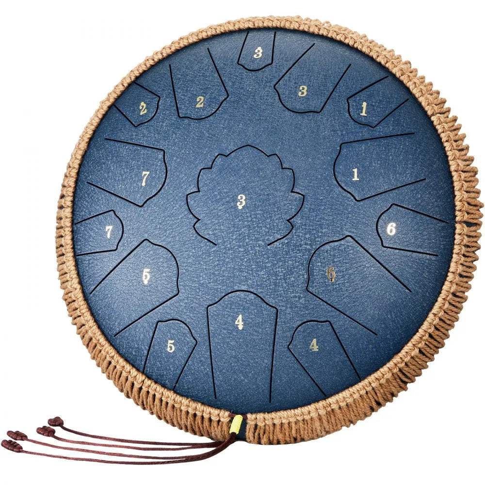 VEVOR Steel Tongue Drum 14 in 15 Notes Rain Drum for Outside D Major Navy Blue
