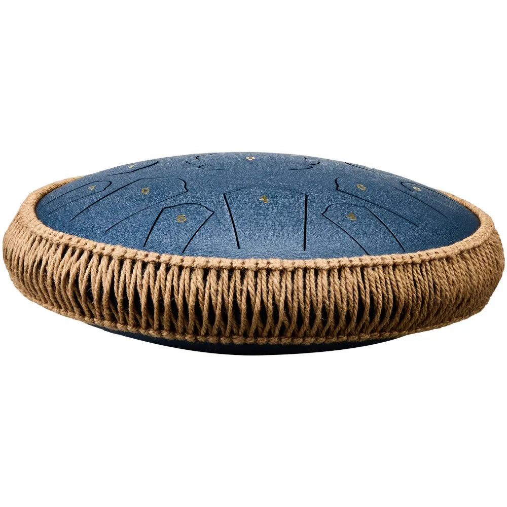 VEVOR Steel Tongue Drum 14 in 15 Notes Rain Drum for Outside D Major Navy Blue