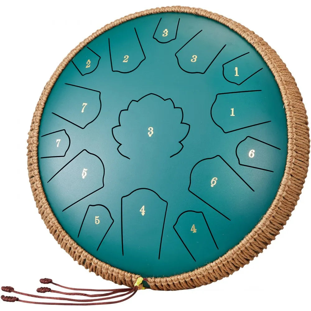 VEVOR Steel Tongue Drum 14 in 15 Notes Rain Drum for Outside C Major Green