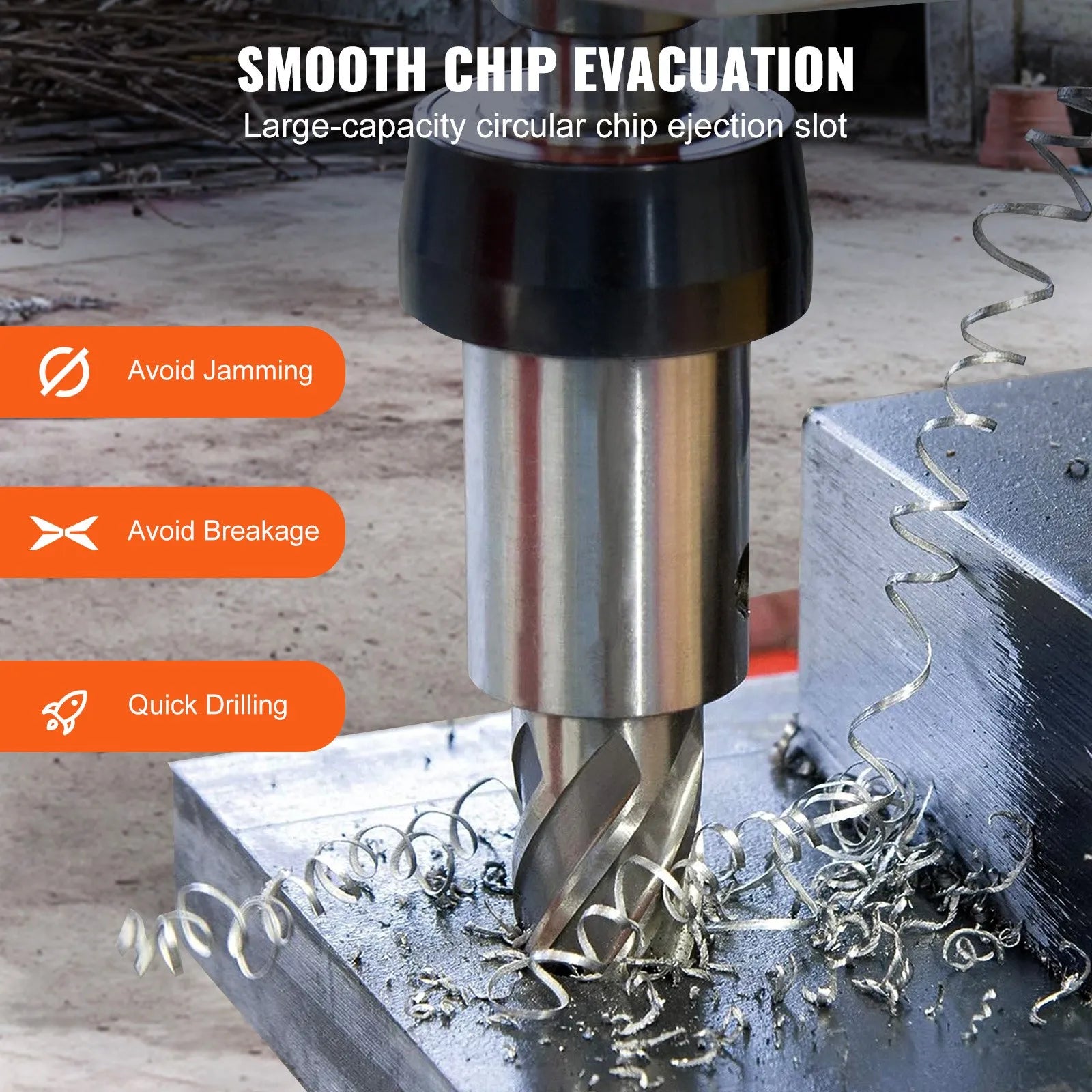 VEVOR Annular Cutter Set, 6 pcs Weldon Shank Mag Drill Bits, 1" Cutting Depth, 1/2" to 1-1/16" Cutting Diameter, M2AL High-Speed Steel, with Pilot Pin and Portable Case, for Using with Magnetic Drills