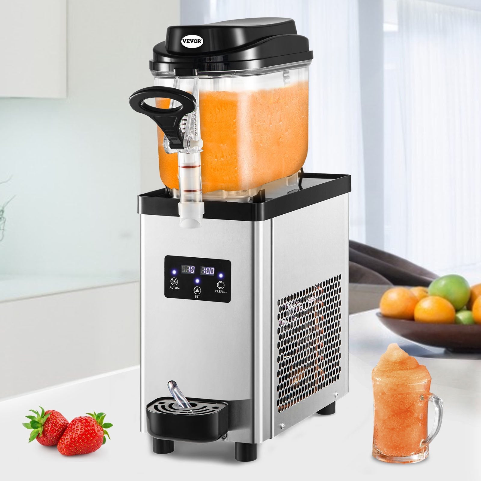 VEVOR Commercial Slushy Machine, 6L/1.6 Gallons 25 Cups Single-Bowl, 705W 110V, Stainless Steel Margarita Smoothie Frozen Drink Maker, Slushie Machine for Supermarkets Cafes Restaurants Bars Home Use