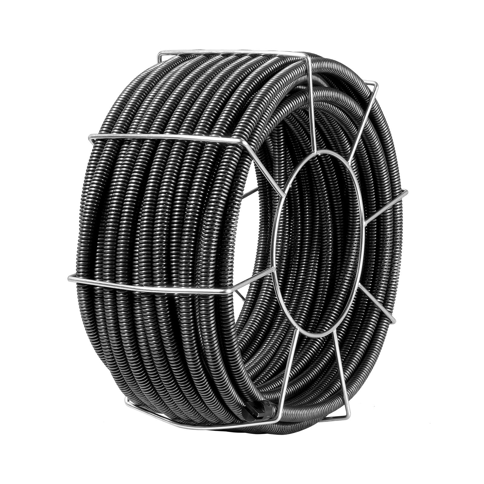 VEVOR Drain Cleaning Cable 100 FT x 3/4 Inch, Solid Core Steel Drain Cleaner Cable with 4 Cutters for 3.9" to 7.9" Pipes, Professional Inner Core Sewer Drain Auger Cable for Sink, Floor Drain, Toilet
