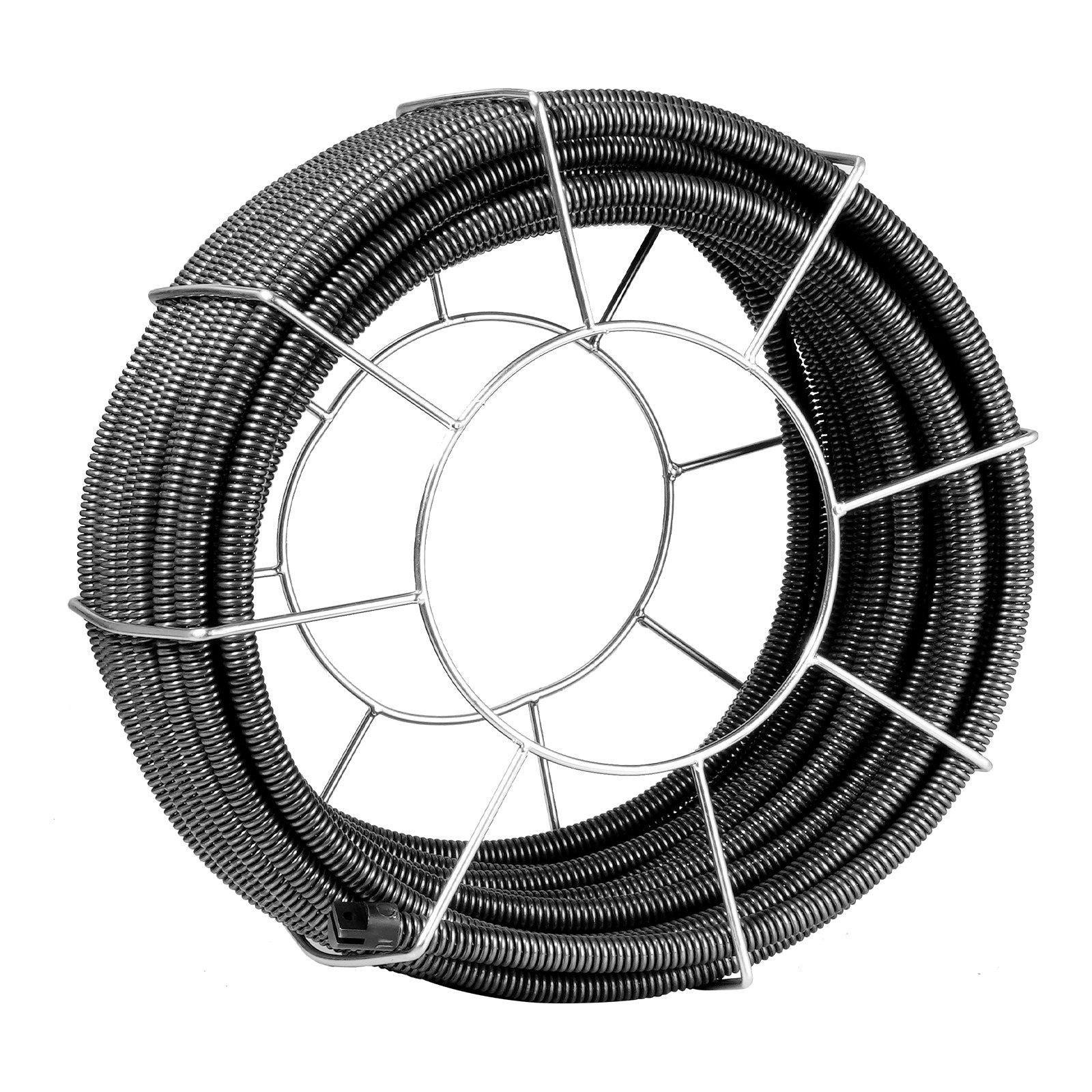 VEVOR Drain Cleaning Cable 100 FT x 3/4 Inch, Solid Core Steel Drain Cleaner Cable with 4 Cutters for 3.9" to 7.9" Pipes, Professional Inner Core Sewer Drain Auger Cable for Sink, Floor Drain, Toilet