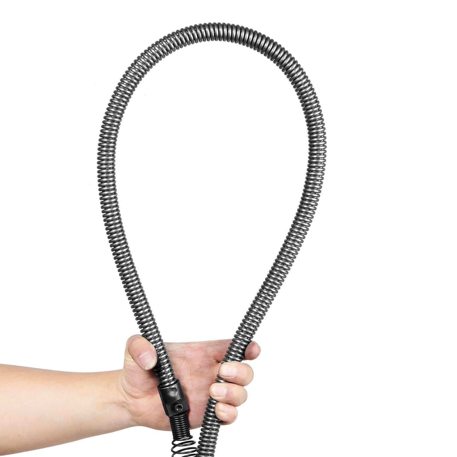 VEVOR Drain Cleaning Cable 100 FT x 3/4 Inch, Solid Core Steel Drain Cleaner Cable with 4 Cutters for 3.9" to 7.9" Pipes, Professional Inner Core Sewer Drain Auger Cable for Sink, Floor Drain, Toilet